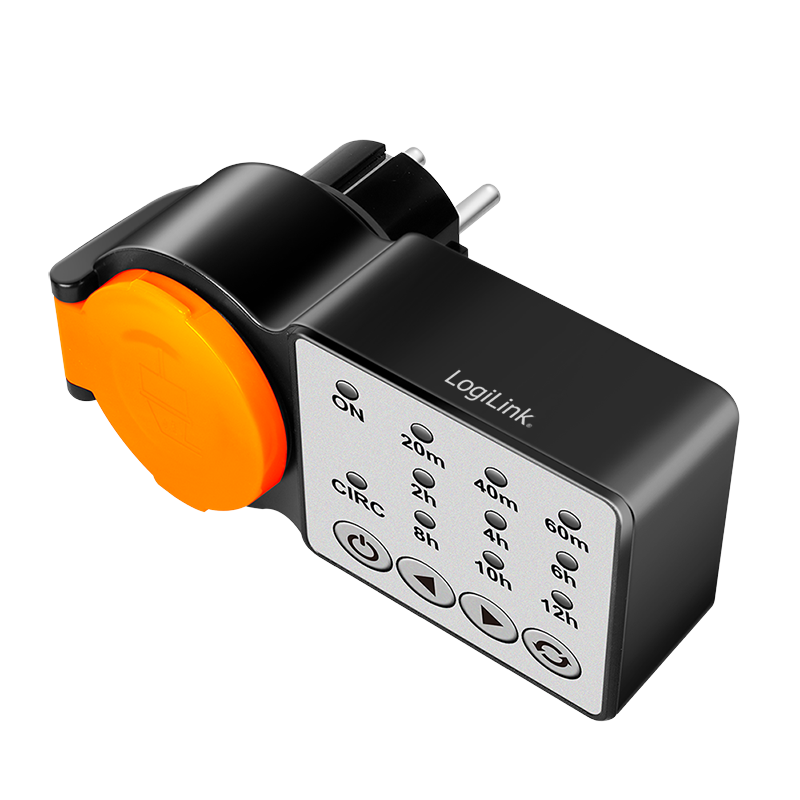 PRELUNGITOR LOGILINK ,  Schuko x 1 ,  230 V/16 A ,  50 Hz ,  max. 3500 W ,  timer ,  4 butoane operare ,  IP44 ,  negru-portocaliu ,  Cod Produs: ET0015 [2]