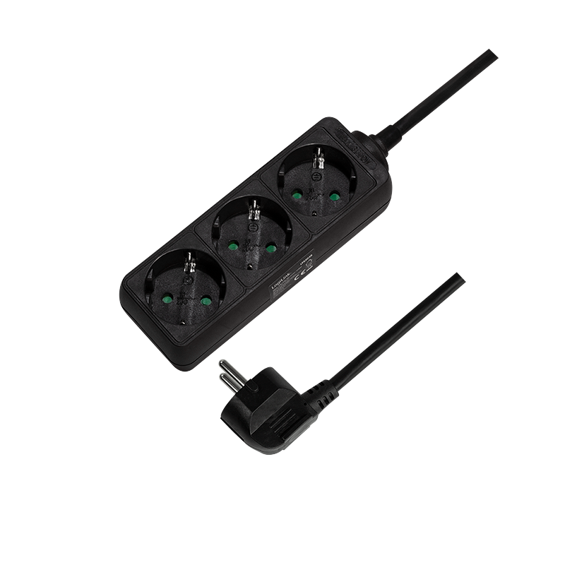 PRELUNGITOR LOGILINK ,  Schuko x 3 ,  cablu 3G 1.5mm2 ,  230 V/16 A ,  50 Hz ,  max. 3500 W ,  IP20 ,  1.5m ,  negru ,  Cod Produs: LPS205B [2]