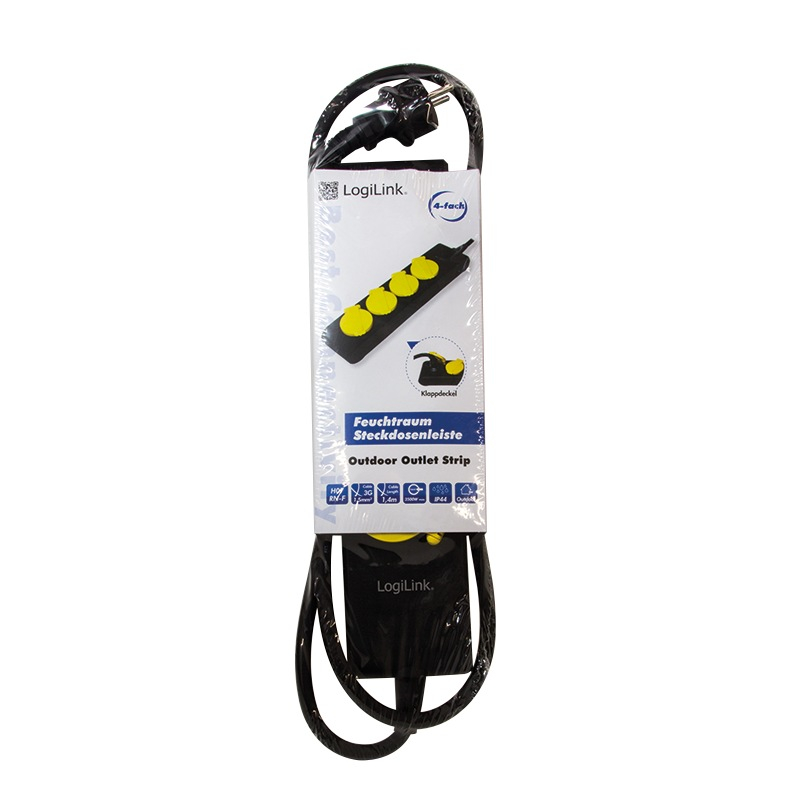 PRELUNGITOR LOGILINK ,  Schuko x 4 ,  conectare prin Schuko (T) ,  cablu 1.4 m ,  16 A ,  protectie stropire cu apa ,  negru ,  Cod Produs: LPS212 [3]