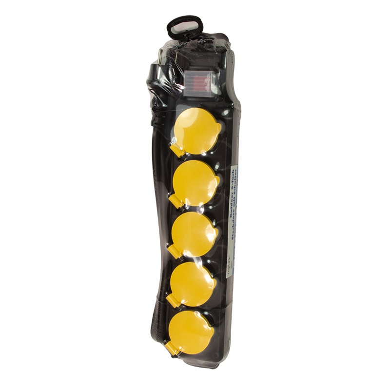 PRELUNGITOR LOGILINK ,  Schuko x 5 ,  conectare prin Schuko (T) ,  cablu 1.5 m ,  16 A ,  protectie stropire cu apa ,  negru/ galben ,  Cod Produs: LPS255 [8]