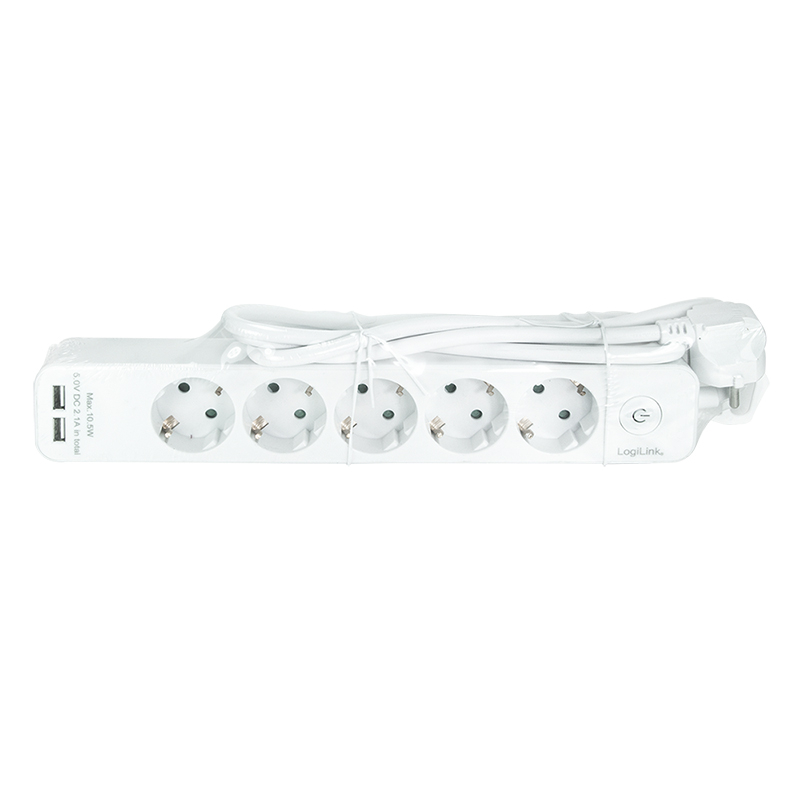 PRELUNGITOR LOGILINK ,  Schuko x 5 ,  USB x 2 5V/2.1A (10.5 W) ,  cablu 3G 1.5mm2 ,  230 V/16 A ,  50 Hz ,  max. 3600 W ,  buton intrerupator iluminat ,  IP20 ,  1.5m ,  alb Cod Produs: LPS249U [2]