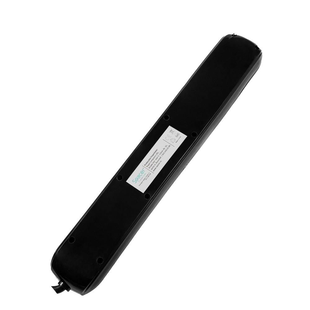 PRELUNGITOR SPACER ,  Schuko x 5 ,  conectare prin Schuko (T) ,  USB x 2 ,  cablu 1.8 m ,  16 A ,  max. 3500W ,  protectie supratensiune ,  negru ,  45506867 Cod Produs: PP-5-18B-USB [2]