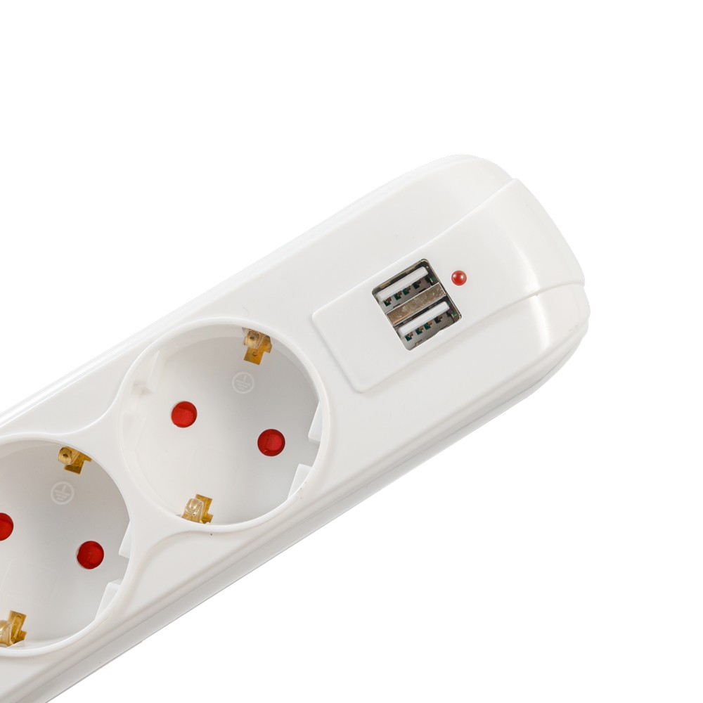 PRELUNGITOR SPACER ,  Schuko x 5 ,  conectare prin Schuko (T) ,  USB x 2 ,  cablu 4.5 m ,  16 A ,  max. 3500W ,  protectie supratensiune ,  alb ,  45506868 Cod Produs: PP-5-45 USB [2]