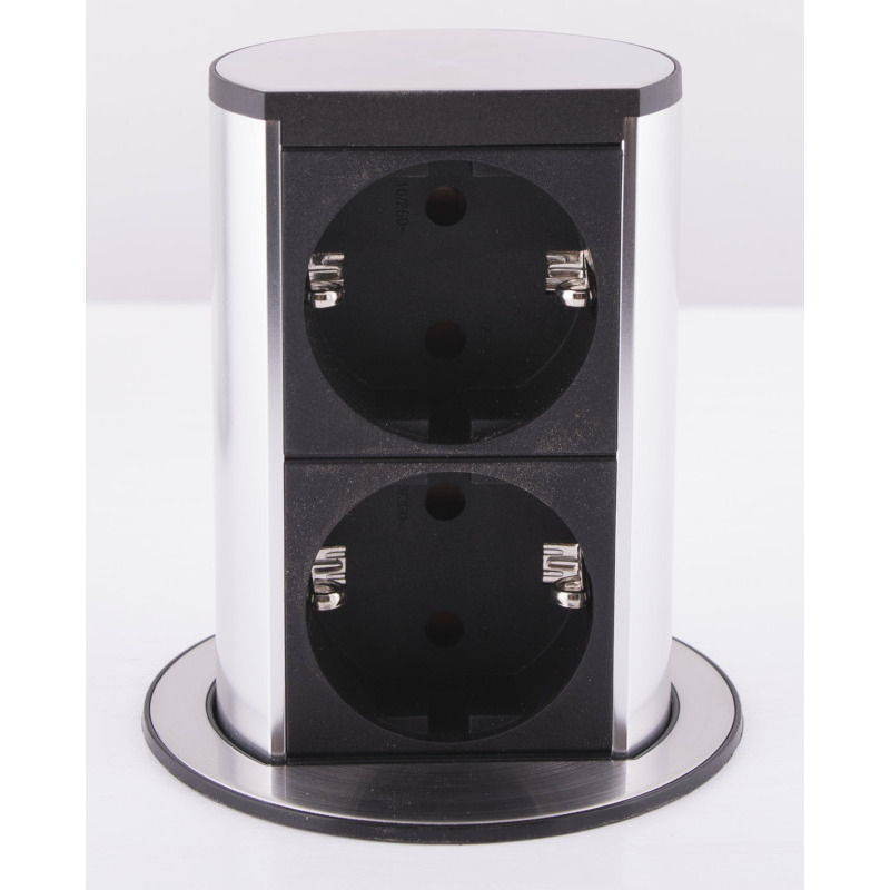 Priza cu protectie ELEVATOR 928.002 ,  Numar iesiri 2 ,  Schuko ,  230 V ,  Lungime cablu 2 m ,  Impamantare ,  Negru/Argintiu ,  Fisa Schuko montabila ,  Cod Produs: 928.002 [2]