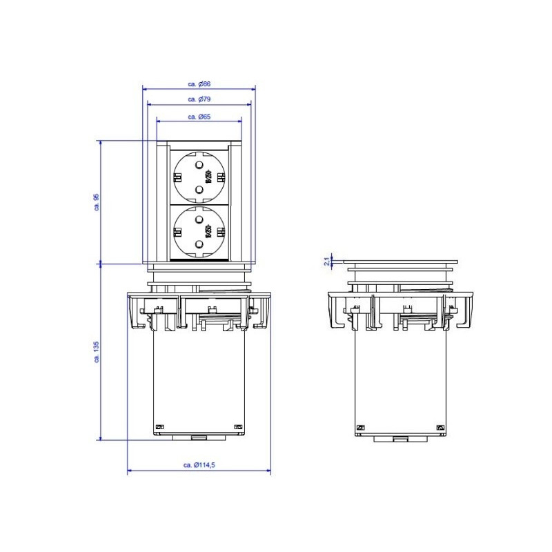 Priza cu protectie ELEVATOR 928.002 ,  Numar iesiri 2 ,  Schuko ,  230 V ,  Lungime cablu 2 m ,  Impamantare ,  Negru/Argintiu ,  Fisa Schuko montabila ,  Cod Produs: 928.002 [3]