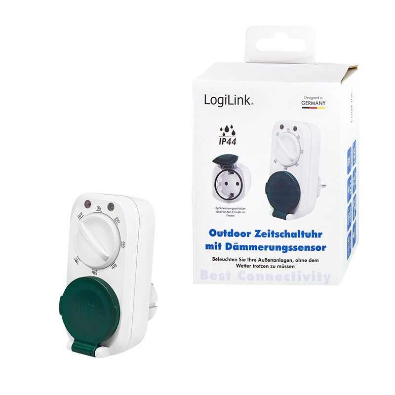 PRIZA inteligenta LOGILINK ,  Schuko x 1 ,  conectare prin Schuko (T) ,  16A ,  comutare mecanica a timpului-7 presetari ,  protectie stropire cu apa IP44 ,  pentru exterior ,  alb Cod Produs: ET0013 [4]