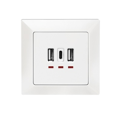 PRIZA LOGILINK ,  de perete ,  2 x USB-A 5V/2.4A ,  1 x USB-C 5V/3A ,  ingropata ,  martori LED ,  alb ,  Cod Produs: PA0254 [2]