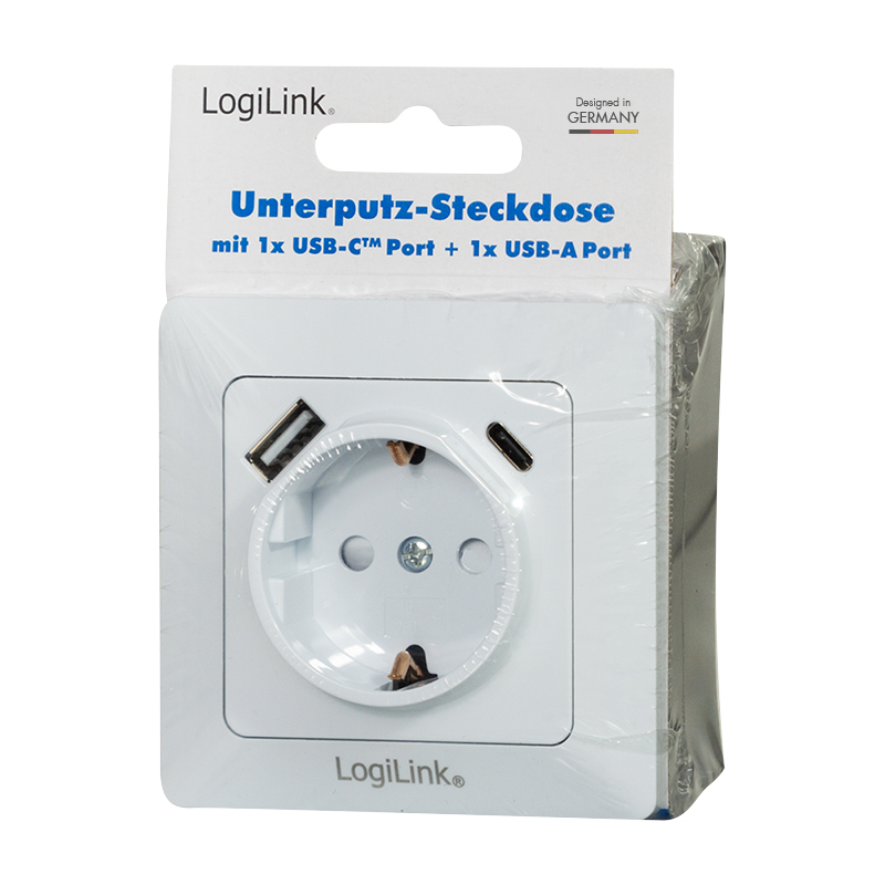PRIZA LOGILINK ,  pentru perete ,  Schuko x 1 ,  USB x1 5 V/2.1 A (10.5 W) / USB-C x 1 fast charge 5 V/3 A (15 W) ,  9 V/2 A (18 W) ,  12 V/1.5 A (18 W) ,  230 V AC ,  50 Hz ,  alb Cod Produs: PA0253 [4]