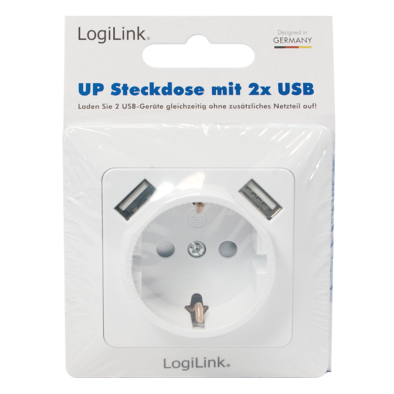 PRIZA LOGILINK ,  pentru perete ,  Schuko x 1 ,  USB x2 5V/2.1A  ,  230V AC ,  50 Hz ,  alb Cod Produs: PA0162 [4]