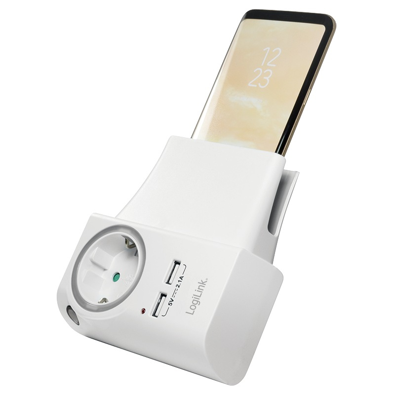 PRIZA LOGILINK ,  Schuko x 1 ,  conectare prin Schuko (T) ,  USB x 2 ,  16 A ,  protectie supratensiune ,  protectie copii ,  alb ,  Cod Produs: PA0165 [4]