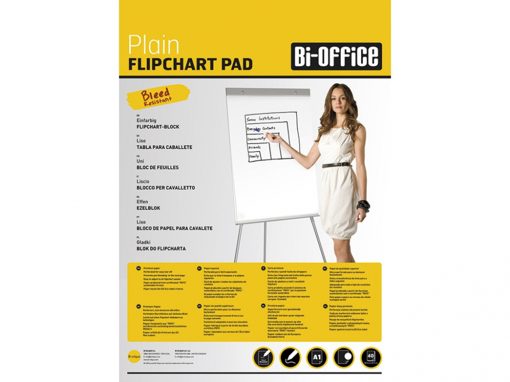 Rezerve flipchart 40 coli alba 58,5 x 81 cm Bi-Silque [1]