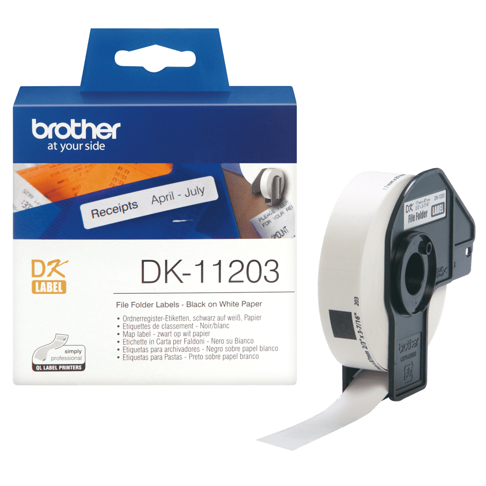 Rola de etichete originala Brother DK11203, 17mm x 87mm, 300 etichete, etichete dosar documente [2]