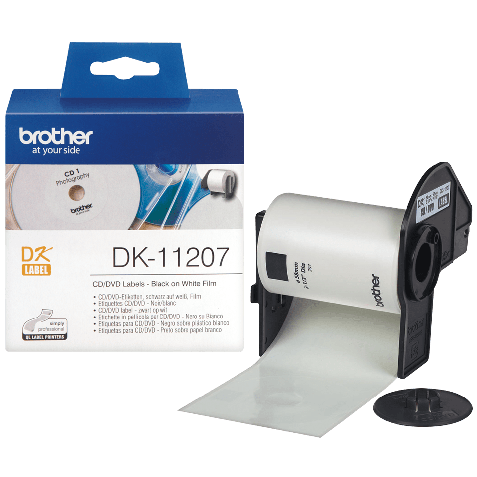 Rola de etichete originala Brother DK11207, 58mm diamentru, 100 etichete, etichete pentru CD/DVD [2]