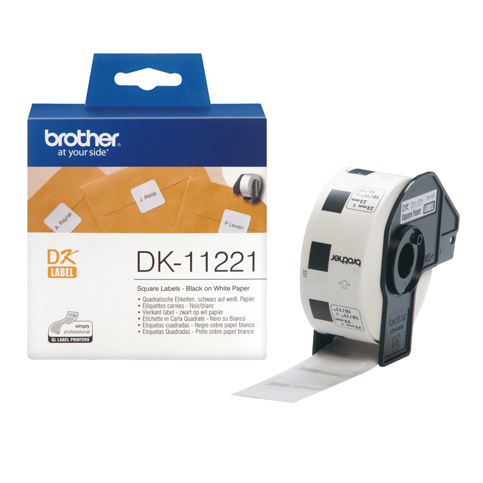 Rola de etichete originala Brother DK11221, 23mm x 23mm, 1000 etichete, etichete patrate [2]