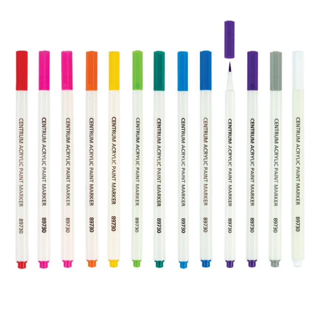 Set 12 Markere ART color acrilice pentru pictura cu varf reversibil [1]