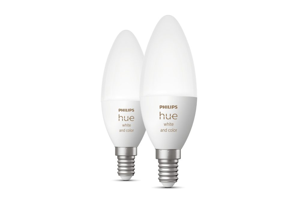 SET 2 becuri smart LED Philips , soclu E14 , putere 5.3W , forma lumanare , lumina multicolora , alimentare 220 - 240 V , Cod Produs: 8718699726331 [2]