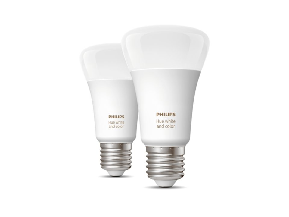 SET 2 becuri smart LED Philips , soclu E27 , putere 9 W , forma oval , lumina multicolora , alimentare 220 - 240 V , Cod Produs: 8719514328365 [2]