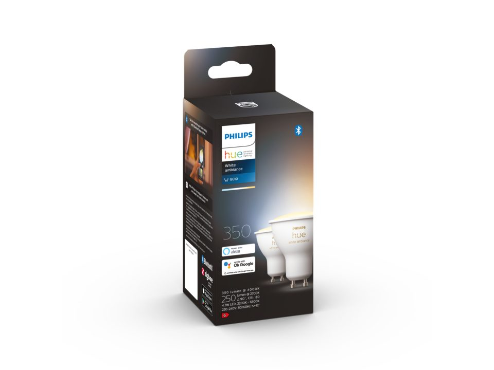 SET 2 becuri smart LED Philips , soclu GU10 , putere 5W , forma spot , lumina alb , alimentare 220 - 240 V , Cod Produs: 8719514340121 [4]