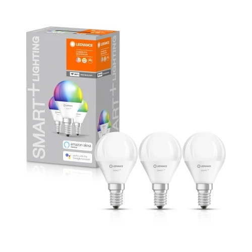 SET 3 becuri smart LED Osram , soclu E14 , putere 5W , forma sferic , lumina multicolora , alimentare 220 - 240 V , Cod Produs: 4058075485990 [2]