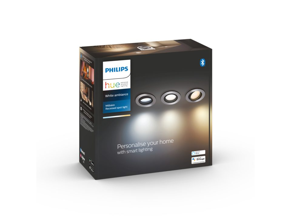 SET 3 SPOTURI incastrate smart LED Philips ,  soclu GU10 ,  putere 5.7W ,  forma spot ,  lumina multicolora ,  alimentare 220 - 240 V ,  Cod Produs: 8719514342828 [4]