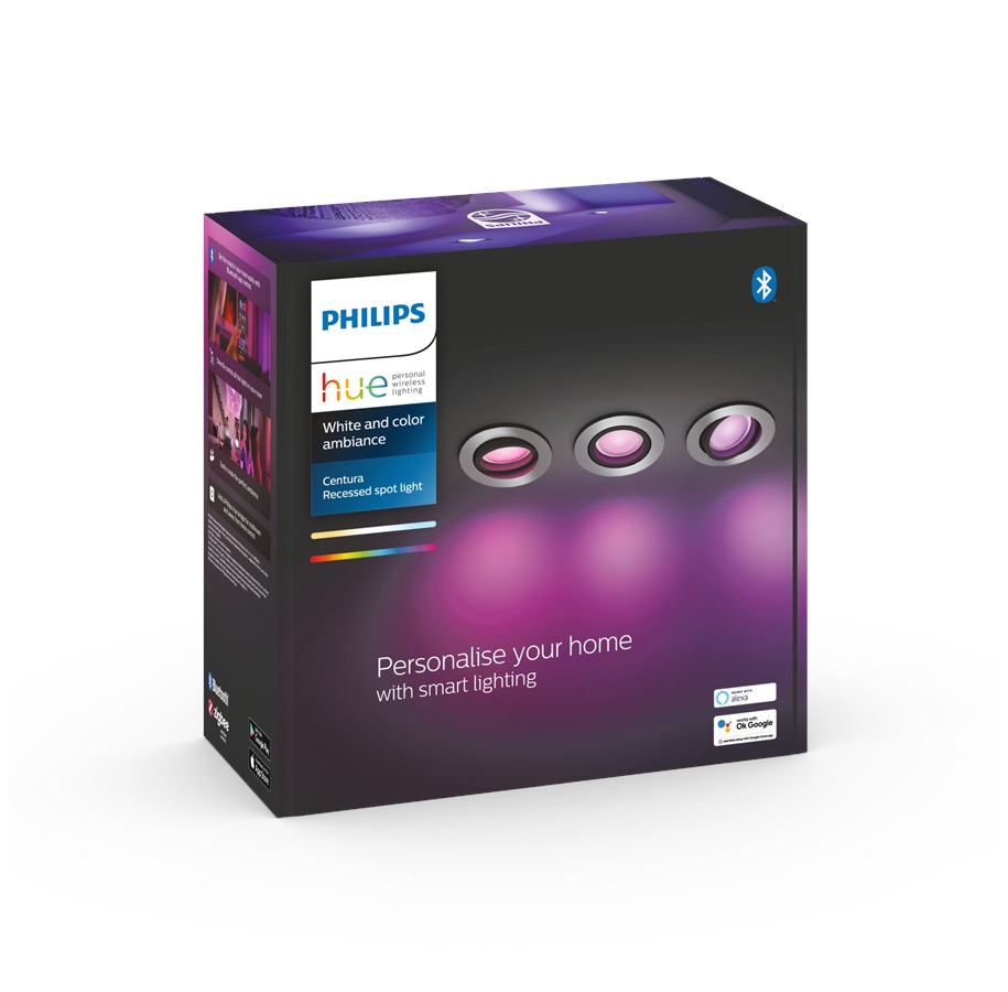 SET 3 SPOTURI incastrate smart LED Philips ,  soclu GU10 ,  putere 5.7W ,  forma spot ,  lumina multicolora ,  alimentare 220 - 240 V ,  Cod Produs: 8719514342866 [2]