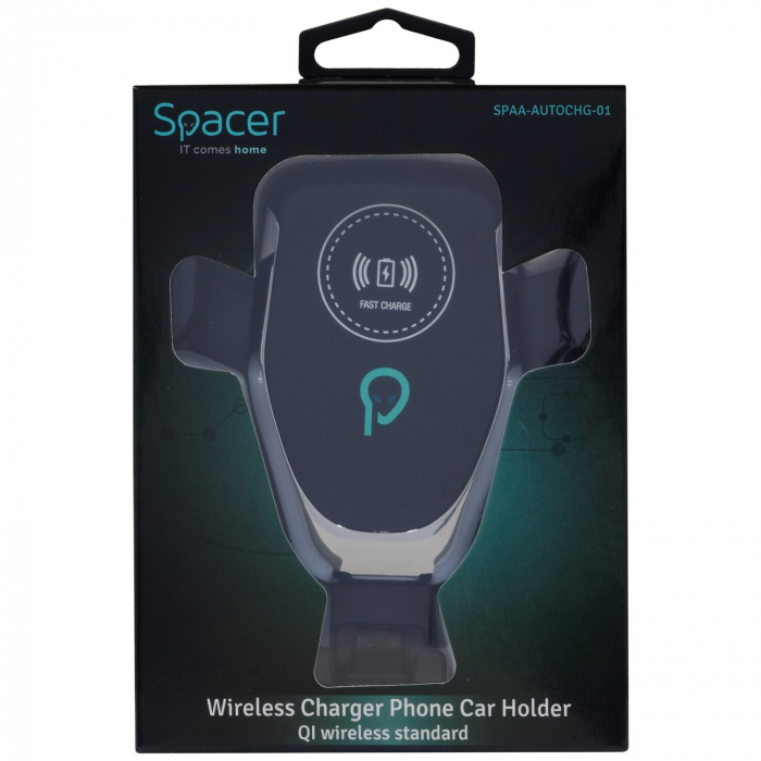 Suport auto si incarcator wireless Spacer pentru SmartPhone 2 in 1 [4]