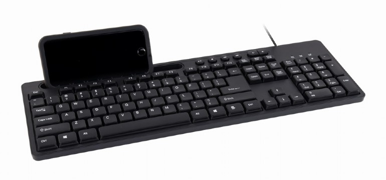 TASTATURA GEMBIRD USB ,  multimedia 104 taste + 6 taste multimedia ,  cu stand telefon ,  black Cod Produs: KB-UM-108 [3]