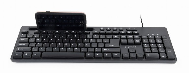 TASTATURA GEMBIRD USB ,  multimedia 104 taste + 6 taste multimedia ,  cu stand telefon ,  black Cod Produs: KB-UM-108 [2]