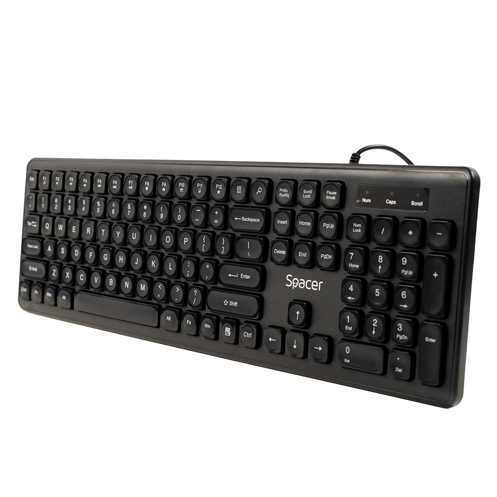 TASTATURA SPACER USB ,  104 taste ,  silentioasa ,  low profile fingertip keycap design ,  black ,  Cod Produs: SPKB-LWP-03 [3]