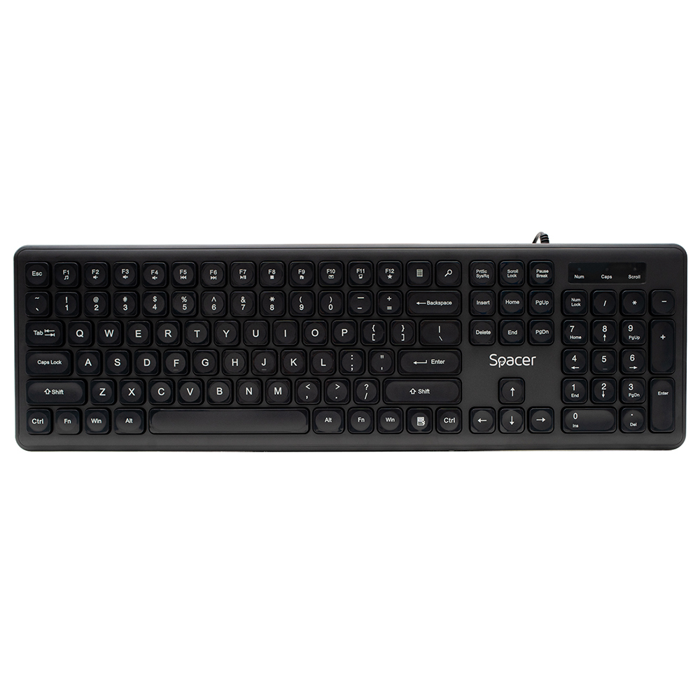TASTATURA SPACER USB ,  104 taste ,  silentioasa ,  low profile fingertip keycap design ,  black ,  Cod Produs: SPKB-LWP-03 [4]