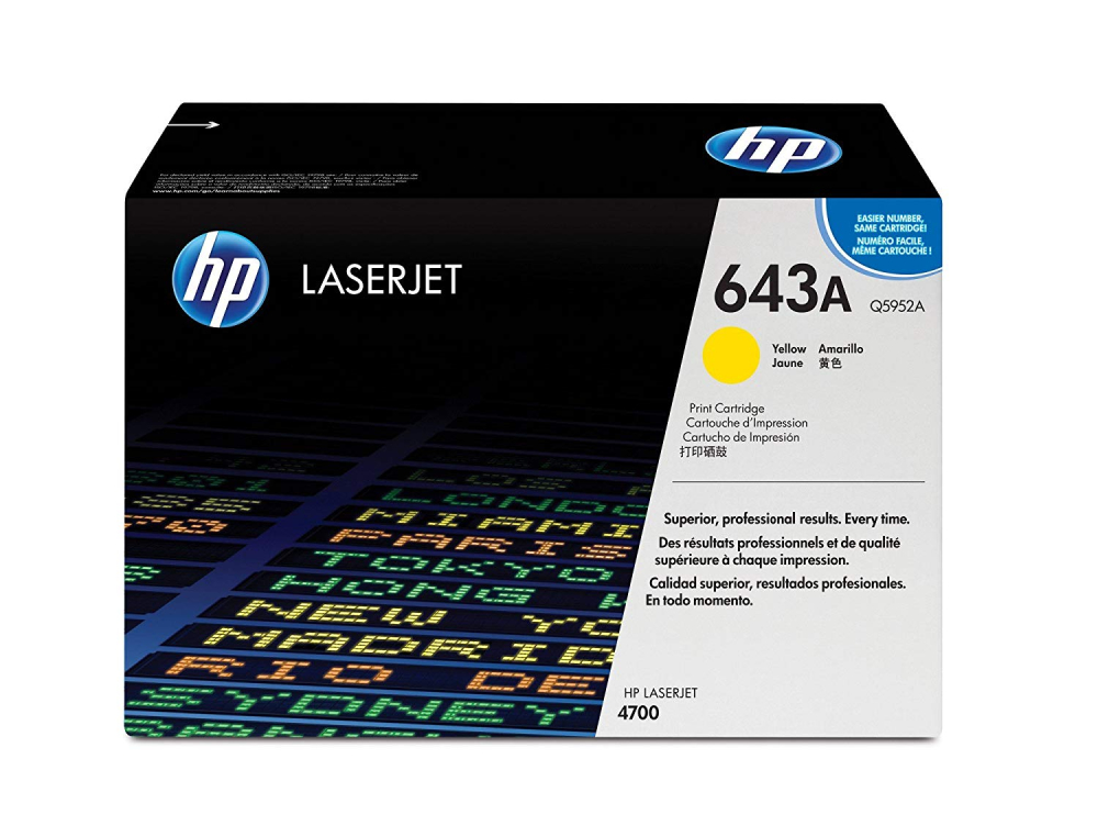 Toner Original HP Yellow, HP643A, pentru Color LaserJet 4700 series, 1K, (timbru verde 1.2 lei) , "Q5952A" [1]