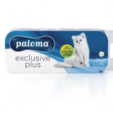 Produse din hartie - Hartie igienica Paloma Exclusive Plus-Alb, 3 straturi, 10 role