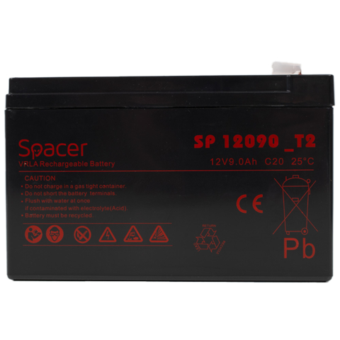 ACUMULATOR UPS SPACER 12V /  9Ah, dimensiuni: 151x66x96mm, inaltime+terminal: 102mm, terminal F2(T2), SP-BAT-12V9AH, Cod Produs: SP-BAT-12V9AH [1]