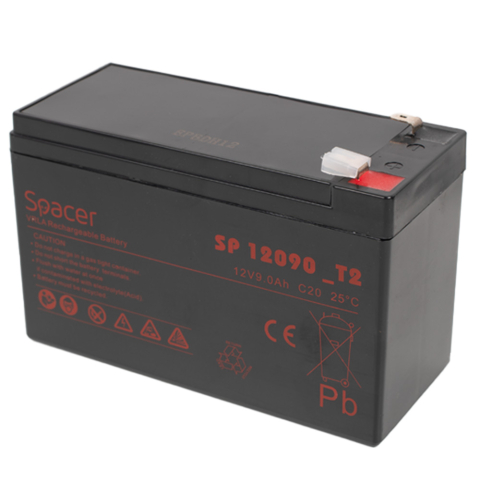 Electronice - ACUMULATOR UPS SPACER 12V /  9Ah, dimensiuni: 151x66x96mm, inaltime+terminal: 102mm, terminal F2(T2), SP-BAT-12V9AH, Cod Produs: SP-BAT-12V9AH