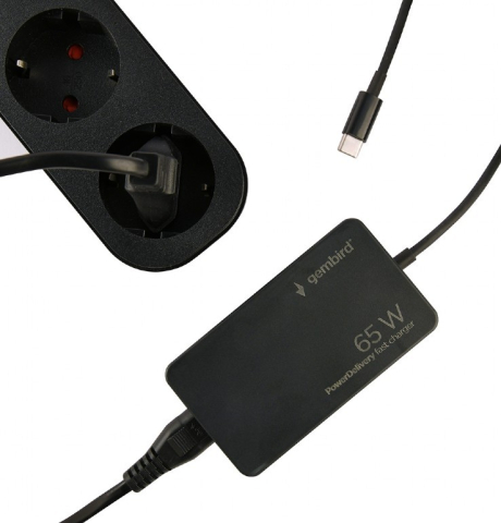 ALIMENTATOR Notebook Universal AC-DC , GEMBIRD , 65W - tensiuni 5V/9V/12V/15V/20V DC la 3.25 A max , protectie la supratensiuni , scurtcircuit , supraincalzire , supraincarcare , USB-C , negru [2]