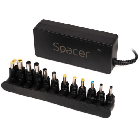 Notebook - ALIMENTATOR Notebook Universal AC-DC, SPACER, 90W comutare automata tensiune - compatibil cu majoritatea NB, 12 tipuri de mufe, DC15/16/19/19.5/20V, Cod Produs: SPNA-UNIV-12