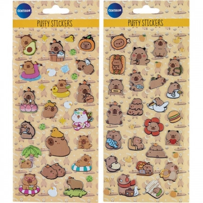 Index, notesuri adezive - Autocolante decorative PUFFY CAPYBARA 23x30mm & 20x35mm