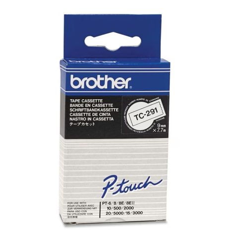 Benzi etichete originale Brother - Banda de etichete laminata originala Brother TC201, 12mm latime, 7.7 metri lungime, negru pe alb