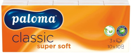 Produse de curatenie - Batiste hartie Paloma Classic, 3 straturi, 10x10 bucati