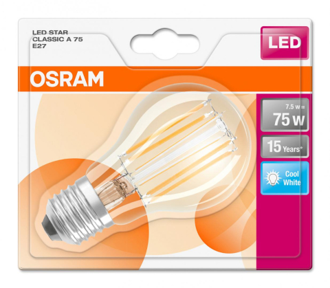 BEC LED Osram ,  soclu E27 ,  putere 7.5W ,  forma clasic ,  lumina alb rece ,  alimentare 220 - 240 V ,  Cod Produs: 4058075817432 [1]