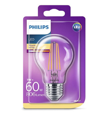 BEC LED Philips ,  soclu E27 ,  putere 7W ,  forma clasic ,  lumina alb calda ,  alimentare 220 - 240 V ,  Cod Produs: 8718696742419 [0]