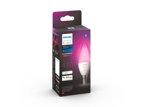 BEC smart LED Philips ,  soclu E14 ,  putere 5.3W ,  forma lumanare ,  lumina multicolora ,  alimentare 220 - 240 V ,  Cod Produs: 8719514356610 [3]