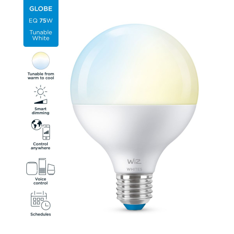 BEC smart LED Philips ,  soclu E27 ,  putere 11W ,  forma sferic ,  lumina toate nuantele de alb ,  alimentare 220 - 240 V ,  Cod Produs: 8718699786335 [2]