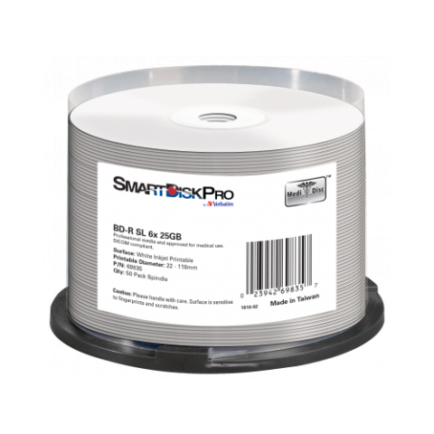 Electronice - BLANCURI  Verbatim SmartDisk Pro BD-R 25GB 6X White Inkjet Printable 50PK Spindle Cod Produs: 69835