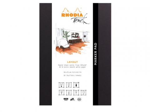 Caiete si blocuri de desen - Blocnotes grafic A5+ (16 x 21), portrait, 50 file, Rhodia Touch Layout