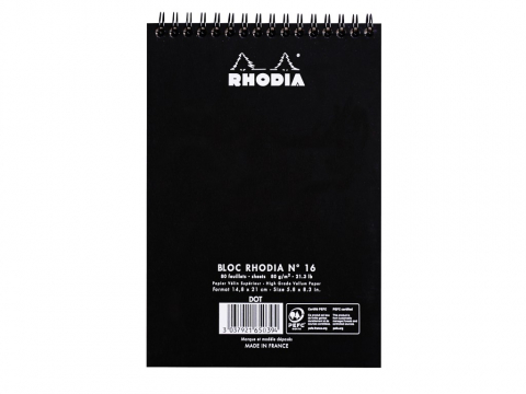 Blocnotes grafic A5 spirala 80 file Rhodia Classic Black [2]