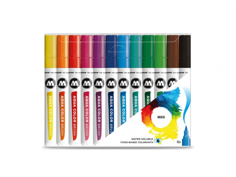 Markere - Brush Pen Molotow Aqua Color Basic1 12 buc/set