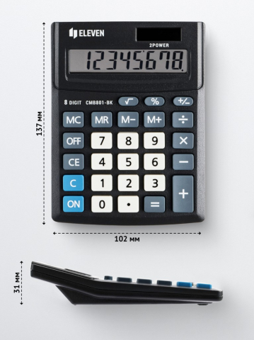 Calculator de birou 8 digiti, 137 x 102 x 31 mm, Eleven CMB801-BK [1]
