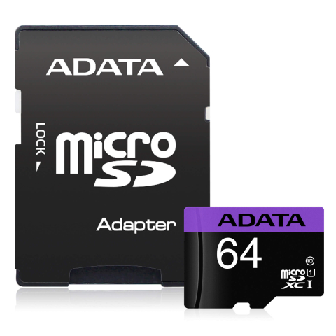 Medii de stocare - CARD MicroSD ADATA ,  64 GB ,  MicroSDXC ,  clasa 10 ,  standard UHS-I U1 ,  Cod Produs: AUSDX64GUICL10-RA1
