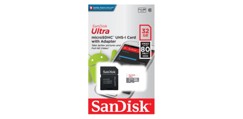 Card-uri SD - CARD MicroSD SANDISK, 32 GB, microSDHC, clasa 10, standard UHS-I U1, Cod Produs: SDSQUNR-032G-GN3MA